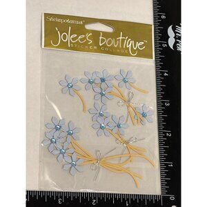 JOLEES BOUTIQUE SPJC014 BLUE JEWELED FLOWERS STICKER COLLAGE EMBELLISHMENT